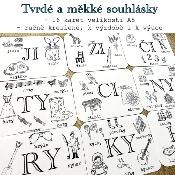 Tvrdé a měkké souhlásky - černobílé 1