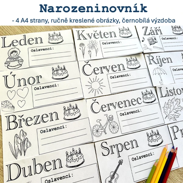 Narozeninovník - černobílá výzdoba 1