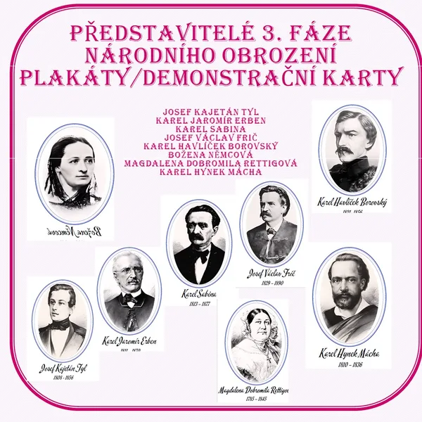 Představitelé 3. fáze národního obrození - plakáty/demonstrační karty 1