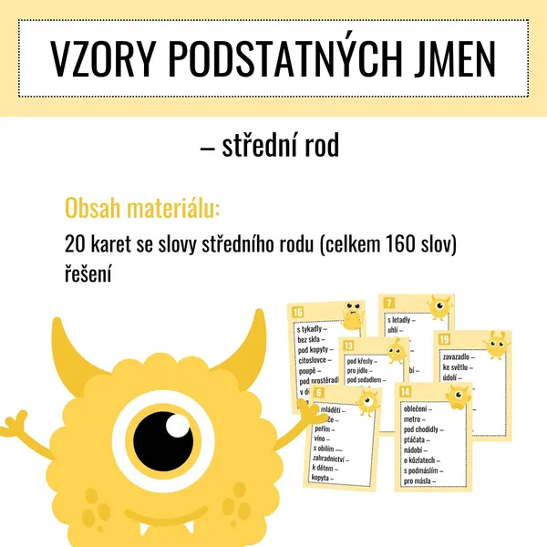 VZORY PODSTATNÝCH JMEN - střední rod 1
