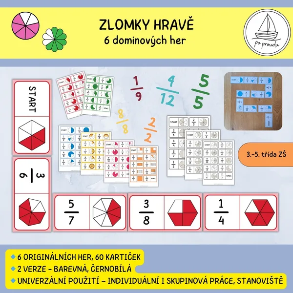 Zlomky - domino (6 her) 1