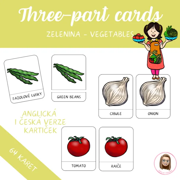 Three-part cards - VEGETABLES 1