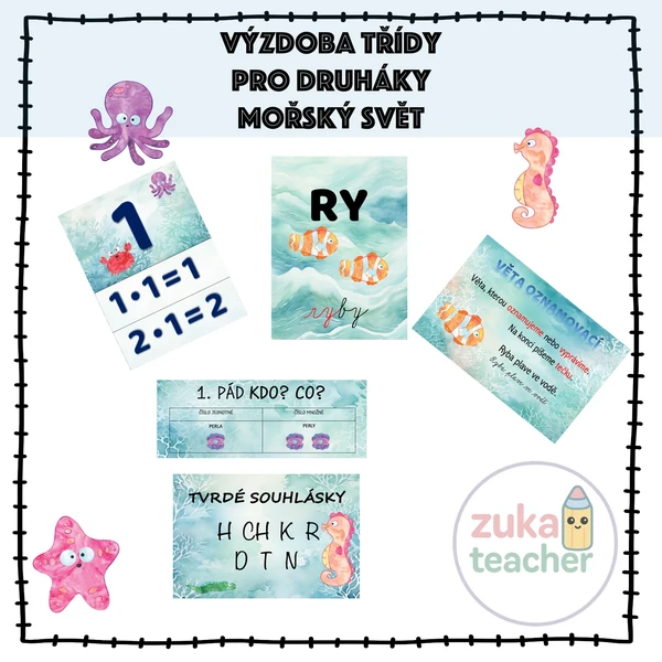 Sada 5 materiálů - Výzdoba třídy - Druháci - Mořská svět 1