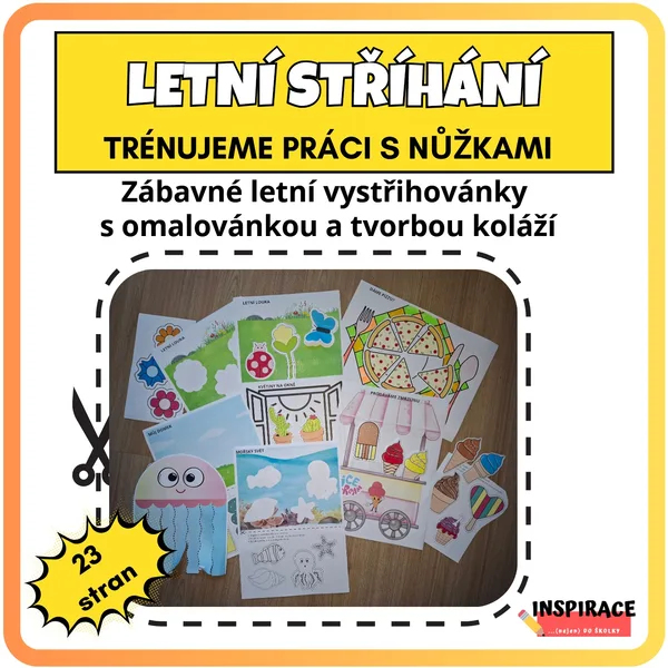 Letní vystřihovánky ✂️ s omalovánkou 🖍️ 1