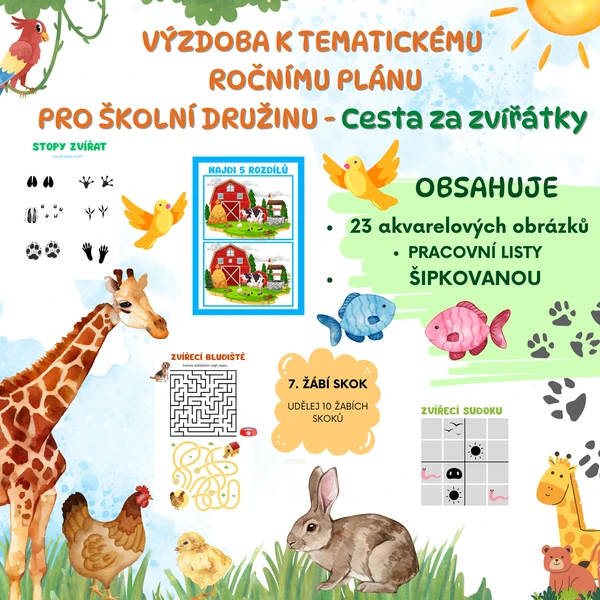 VÝZDOBA k celoročnímu tematickému plánu školní družiny - CESTA ZA ZVÍŘÁTKY 1