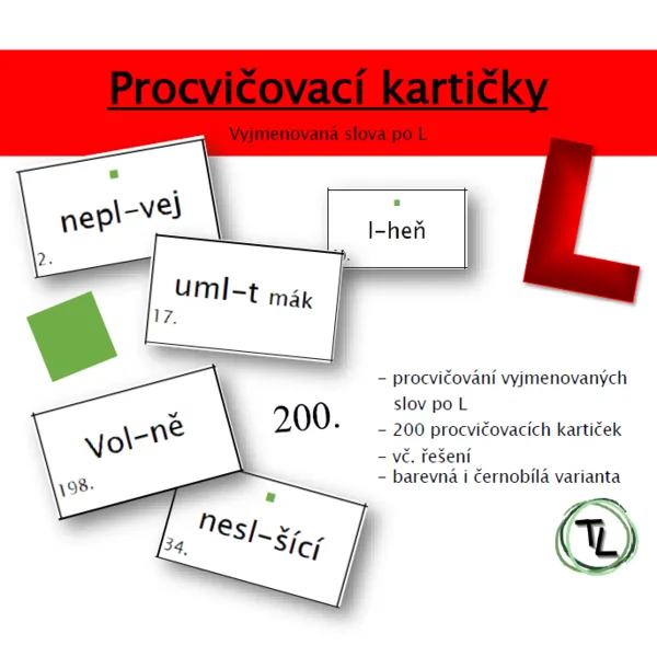 Procvičovací kartičky - Vyjmenovaná slova po L 1