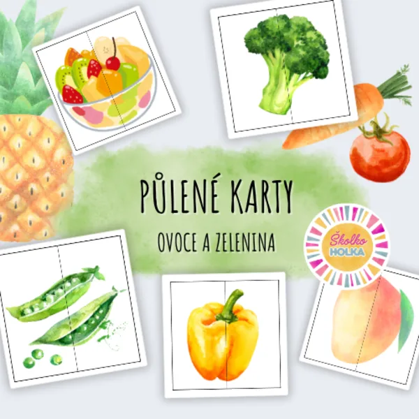 Ovoce a zelenina - půlené karty 1