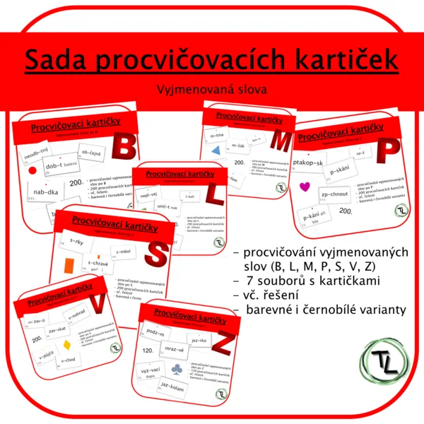 Sada procvičovacích kartiček - Vyjmenovaná slova 1