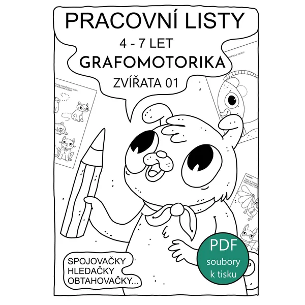 pracovní listy GRAFOMOTORIKA - ZVÍŘATA 01 - 10ks PDF čb 1