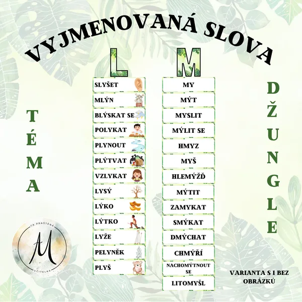 Vyjmenovaná slova - přehled učiva s tématem džungle 1