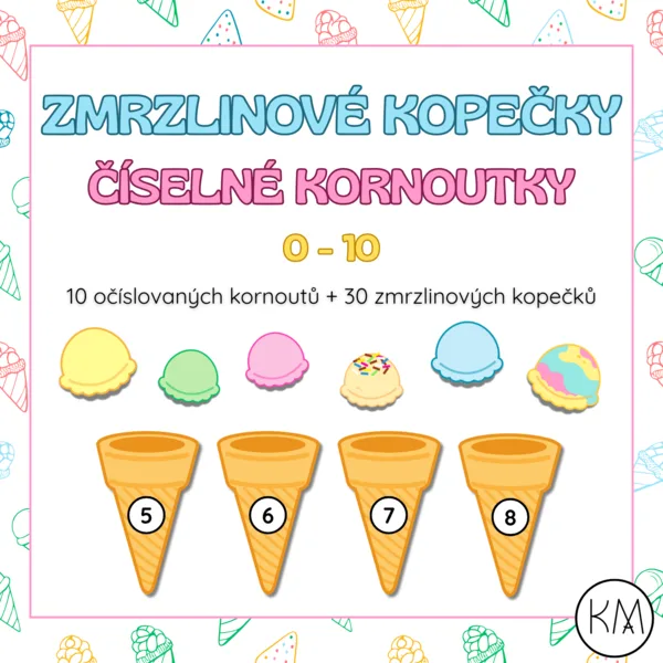 Zmrzlinové kopečky - číselné kornoutky 1
