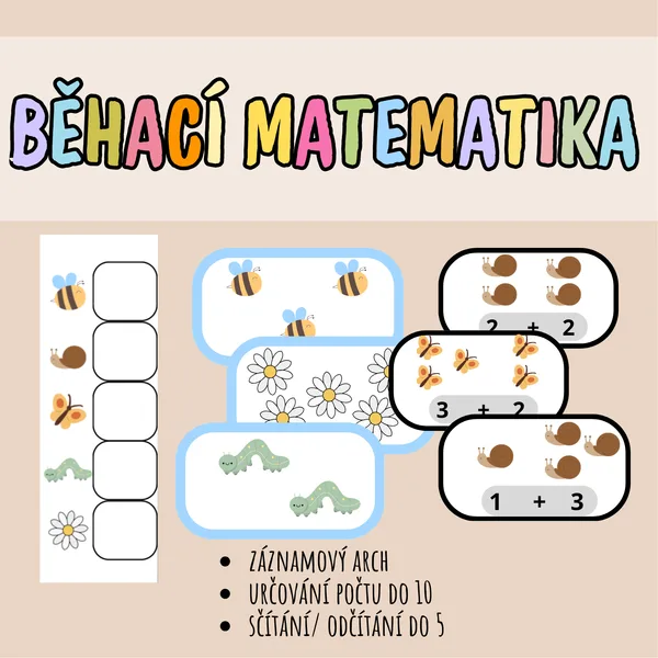 BĚHACÍ MATEMATIKA (určování počtu, sčítání/ odčítání do 5) 1