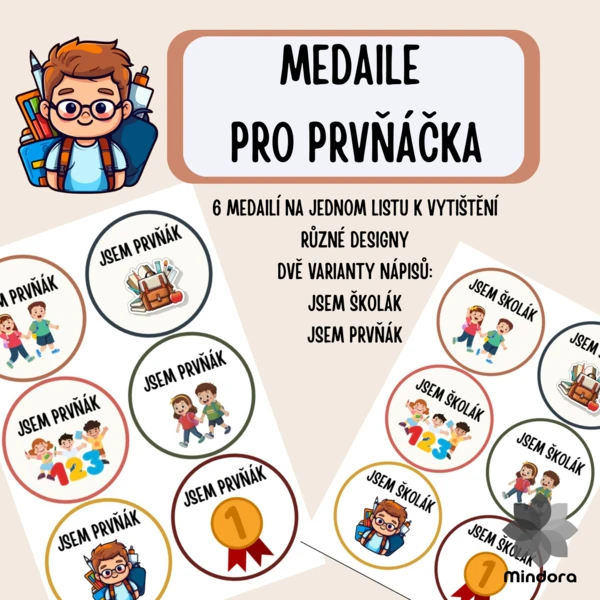 🎉 Medaile pro prvňáčky – Jsem školák / Jsem prvňák 🎉 1