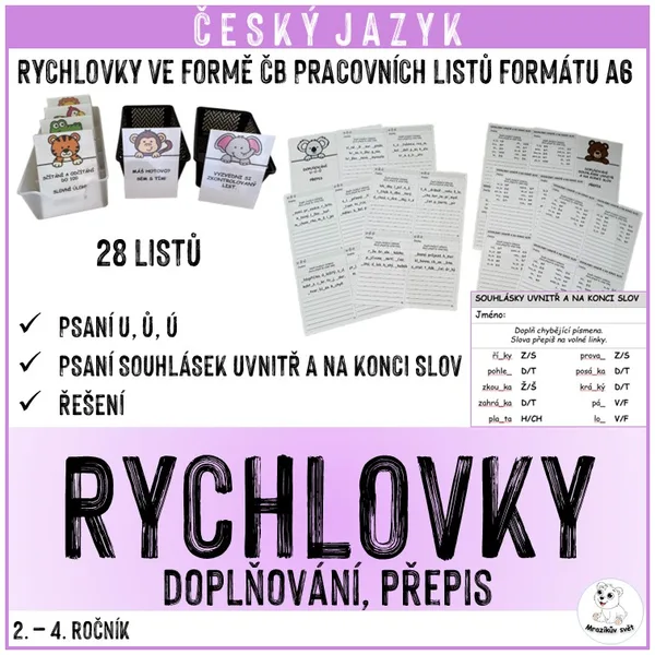 Rychlovky - psaní u, ú, ů a párových souhlásek 1
