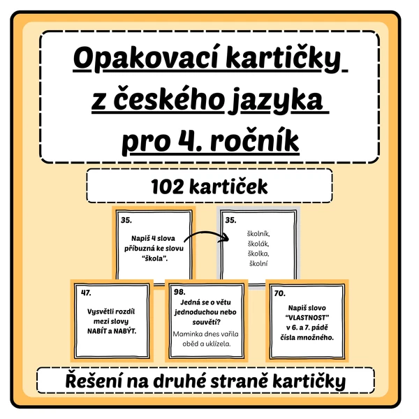 Opakovací kartičky z českého jazyka pro 4. ročník 1