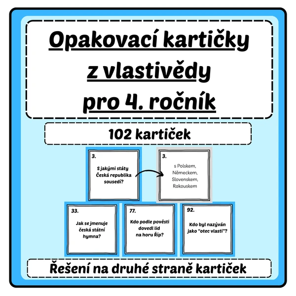 Opakovací kartičky z vlastivědy pro 4. ročník 1