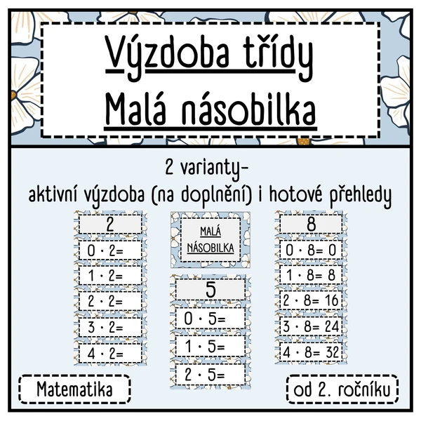 Násobilka- aktivní výzdoba, přehledy 1