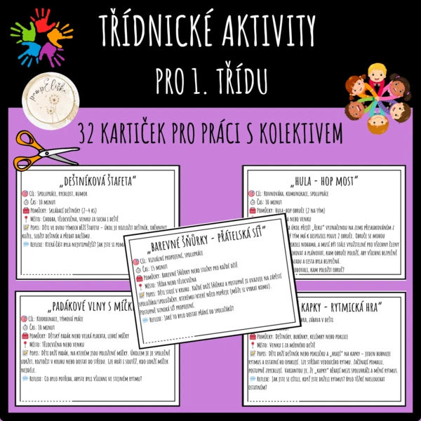 Třídnické aktivity pro 1. třídu - 32 kartiček pro práci s kolektivem 1