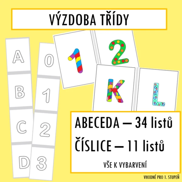 Výzdoba třídy - abeceda a číslice (K VYBARVENÍ) 1