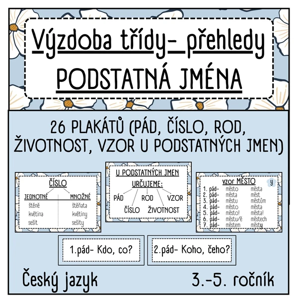 PODSTATNÁ JMÉNA-přehledy učiva 1