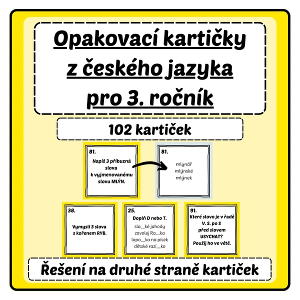 Opakovací kartičky z českého jazyka pro 3. ročník 1