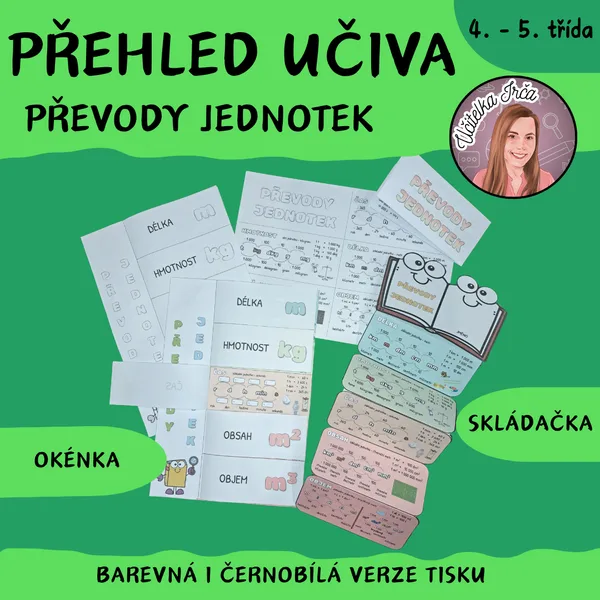 Převody jednotek - přehled do sešitu/penálu 1