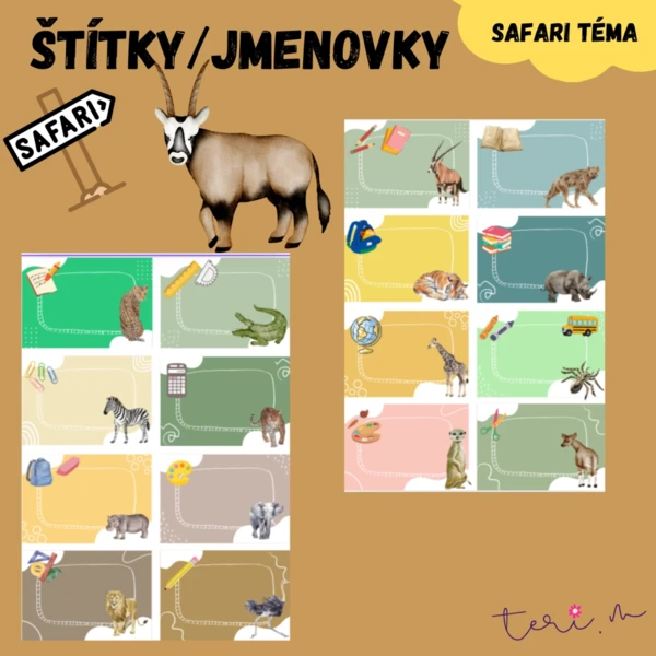 JMENOVKY/ŠTÍTKY - téma SAFARI 1