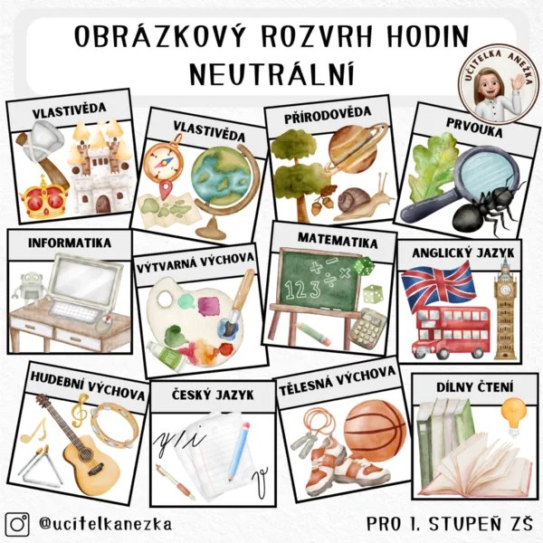 OBRÁZKOVÝ ROZVRH HODIN - NEUTRÁLNÍ 1