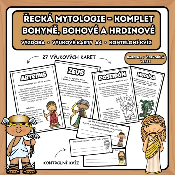 Řecká mytologie - poznej bohy a bohyně - KOMPLET muži + ženy 1