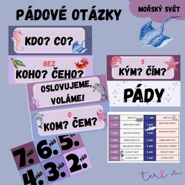 PÁDOVÉ OTÁZKY/PÁDY- téma PODMOŘSKÝ SVĚT 1