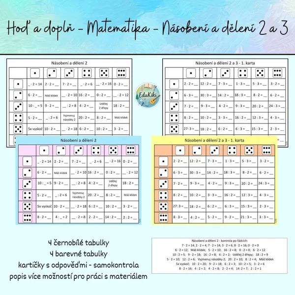 Hoď a doplň - Matematika - násobení a dělení 2 a 3 1