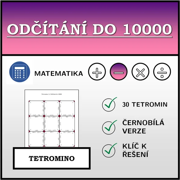 Tetromino - Odčítání do 10000 | matematika 1
