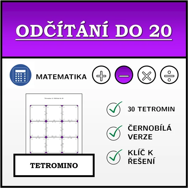 Tetromino - Odčítání do 20 | matematika 1