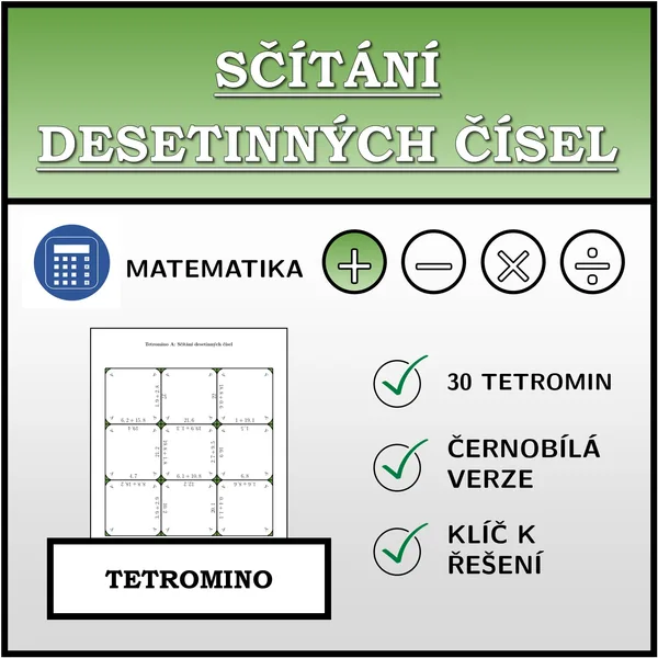 Tetromino - Sčítání desetinných čísel | matematika 1
