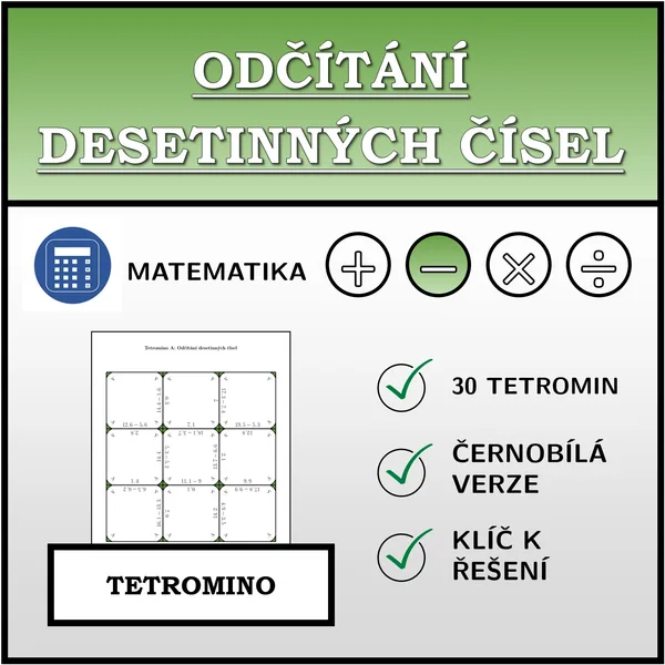 Tetromino - Odčítání desetinných čísel | matematika 1