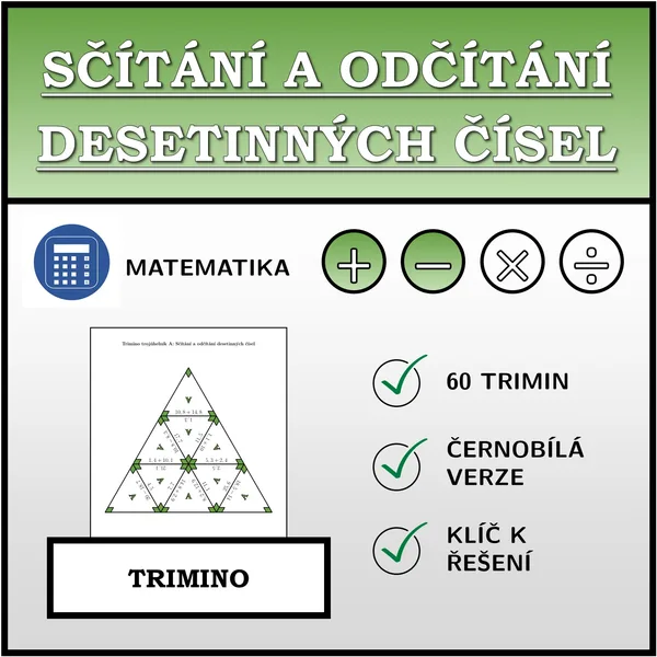 Trimino - Sčítání a odčítání desetinných čísel | matematika 1