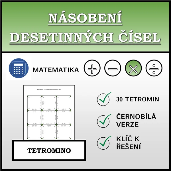Tetromino - Násobení desetinných čísel | matematika 1