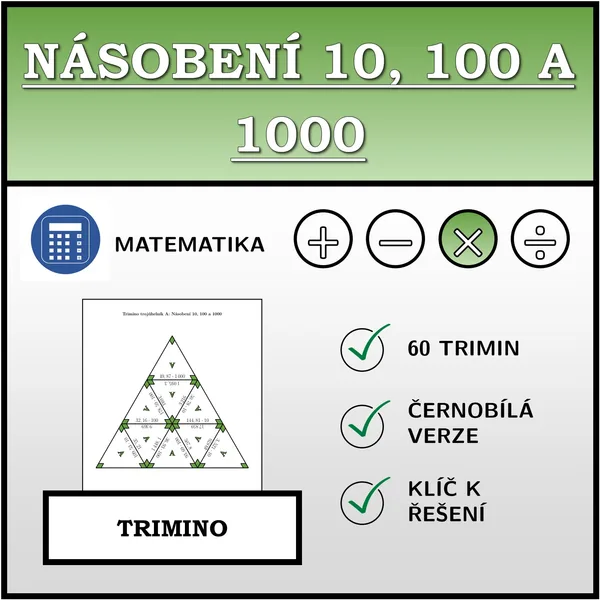 Trimino - Násobení 10, 100 a 1000 | desetinná čísla | matematika 1