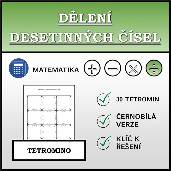 Tetromino - Dělení desetinných čísel | matematika 1