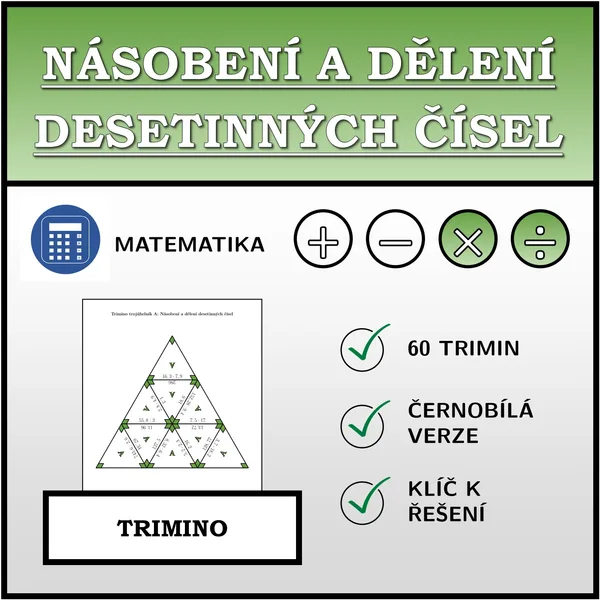 Trimino - Násobení a dělení desetinných čísel | matematika 1