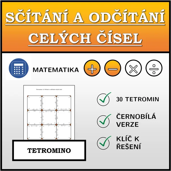 Tetromino - Sčítání a odčítání celých čísel | matematika 1