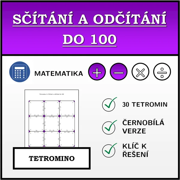 Tetromino - Sčítání a odčítání do 100 | matematika 1