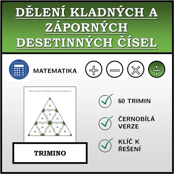 Trimino - Dělení kladných a záporných desetinných čísel | matematika 1