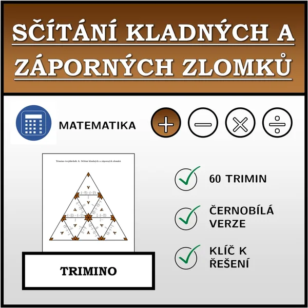 Trimino - Sčítání kladných a záporných zlomků | matematika 1