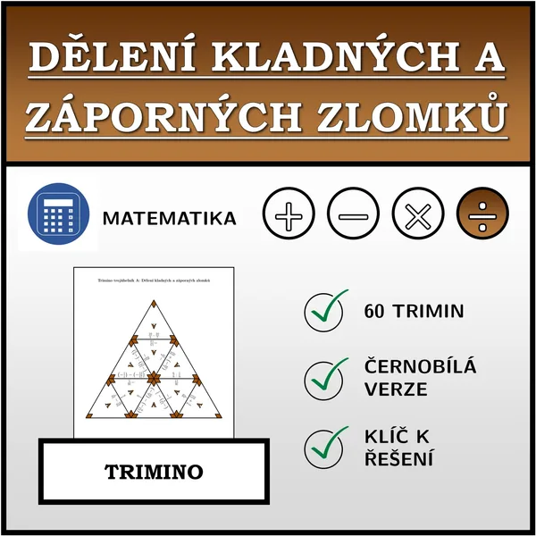 Trimino - Dělení kladných a záporných zlomků | matematika 1