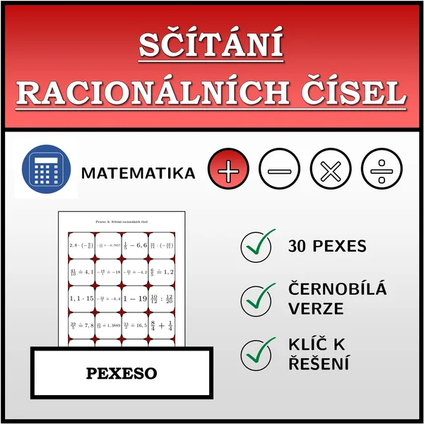 Pexeso - Sčítání racionálních čísel | matematika 1