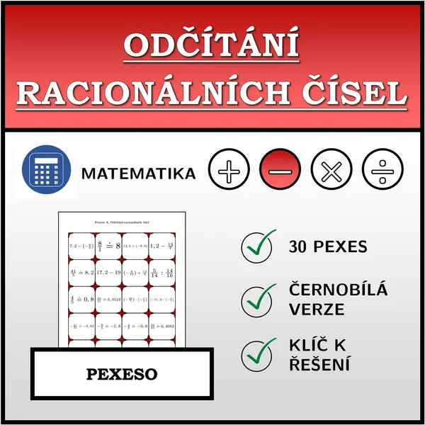 Pexeso - Odčítání racionálních čísel | matematika 1