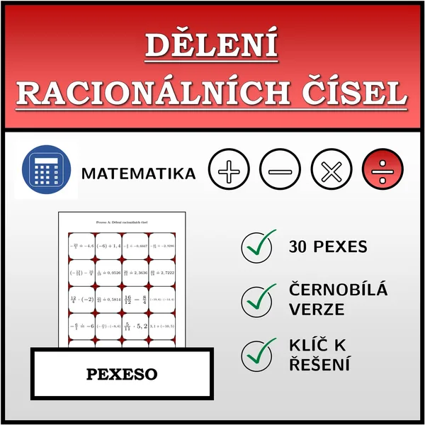 Pexeso - Dělení racionálních čísel | matematika 1