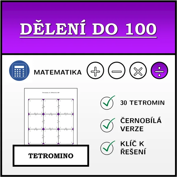Tetromino - Dělení do 100 | matematika 1