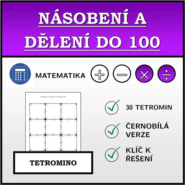 Tetromino - Násobení a dělení do 100 | matematika 1